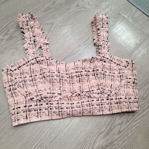NWT Tweed Boucle Tiny Tank Top - Wild Fable Pink Small